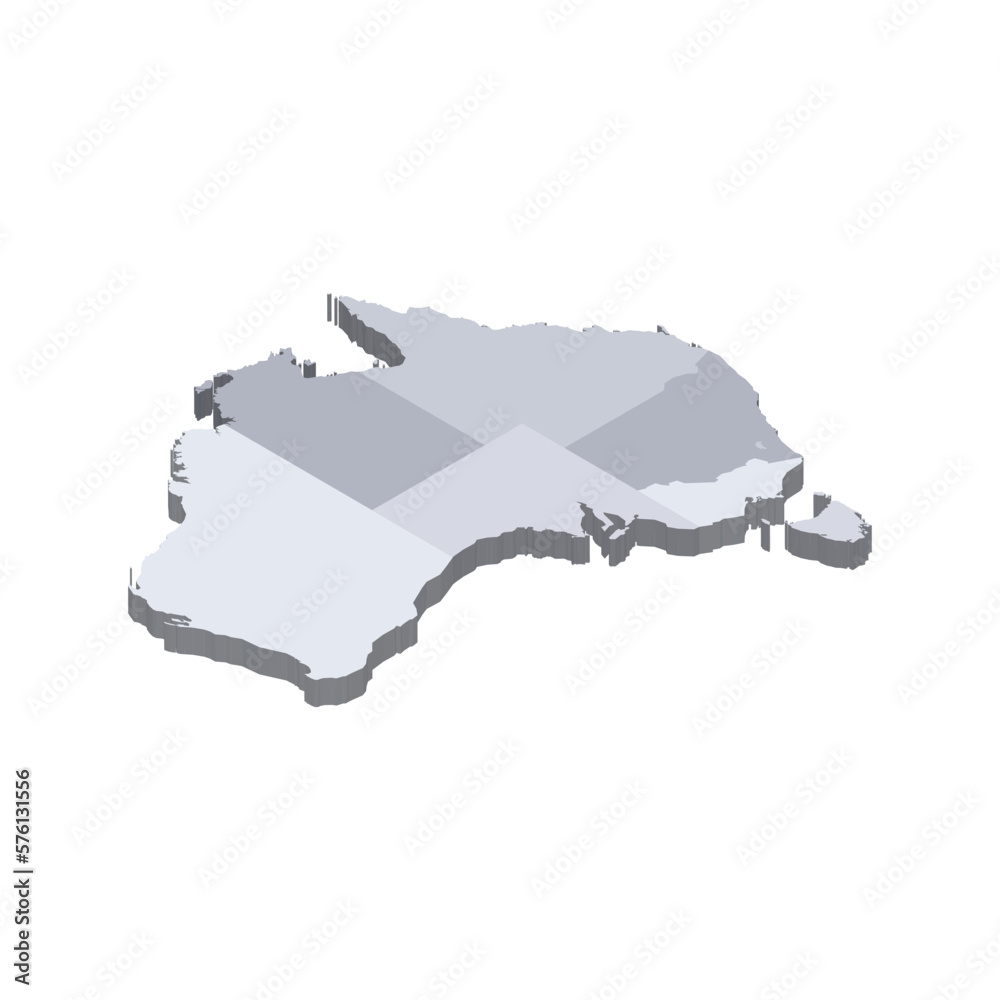 Canvas Prints australia political map of administrative divisions - states and teritorries. 3d isometric blank vec - Canvas Prints