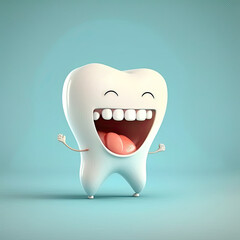 Happy tooth cartoon character