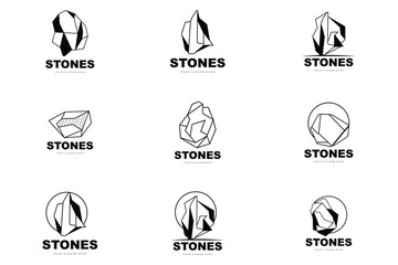 Stone Logo, Vector Stone Modern With Geometry Line Style, Design For Aesthetic Decoration, Brand Modern Product, Simple Icon Abstract Aesthetic Geometry Line