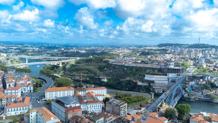 Fototapeta na wymiar Aerial view with beautiful landscape and the Douro river. Oporto, Portugal. 