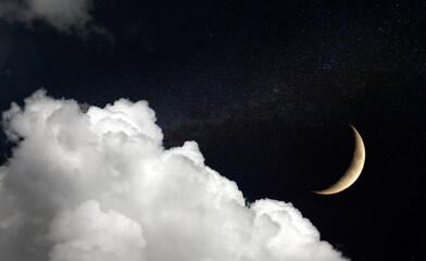 Obraz na płótnie Canvas moon and stars on night sky