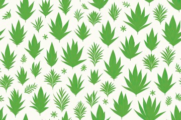 Fototapeta premium Aloe vera pattern with aloe leaves background. Seamless flat painting. Beautiful tribal generative ai art background
