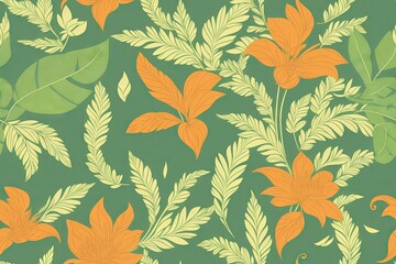 Tropical leaves seamless pattern of Monstera philodendron, tropical nature background. Seamless flat painting. Beautiful tribal generative ai art background