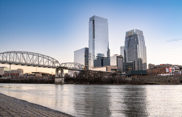 Fototapeta premium View of city of Nashville Tennessee with skyscrapers