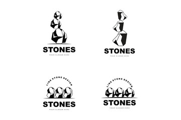 Stone Logo, Vector Stone Modern With Geometry Line Style, Design For Aesthetic Decoration, Brand Modern Product, Simple Icon Abstract Aesthetic Geometry Line