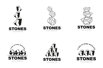 Stone Logo, Vector Stone Modern With Geometry Line Style, Design For Aesthetic Decoration, Brand Modern Product, Simple Icon Abstract Aesthetic Geometry Line