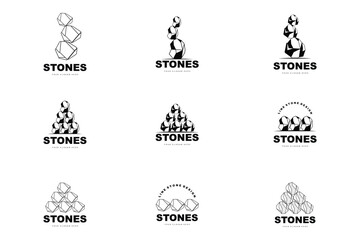 Stone Logo, Vector Stone Modern With Geometry Line Style, Design For Aesthetic Decoration, Brand Modern Product, Simple Icon Abstract Aesthetic Geometry Line
