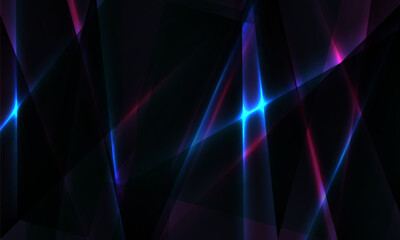 Black vector technology abstract background with blue and pink glowing light lines. Vector illustration