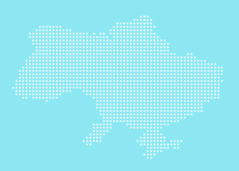 Fototapeta premium Map of Ukraine - vector template of an international world map. Vector flat illustration on a blue background. Top view of the land of Ukraine