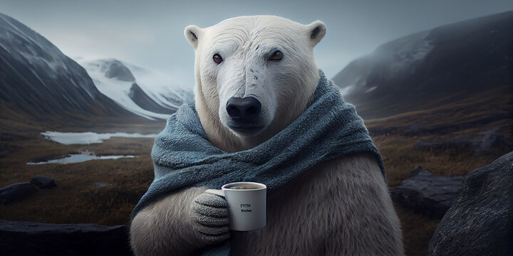 polar bear in the mountains,Generative Ai