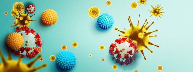 Corona virus background, pandemic risk concept. 3D illustration