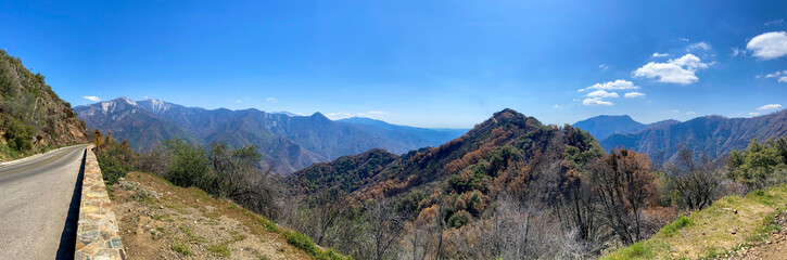 panorama of the road in the mountains of california