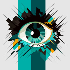 eye in abstract art style, cube style for poster, banner or background, vector illustration