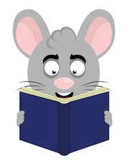 vector illustration face of a mouse cartoon reading a book