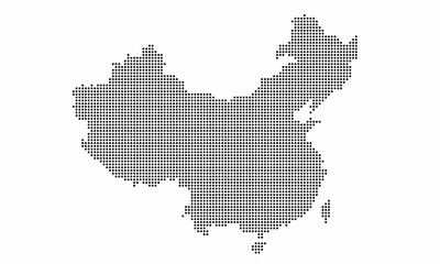 Fototapeta na wymiar China dotted map with grunge texture in dot style. Abstract vector illustration of a country map with halftone effect for infographic. 