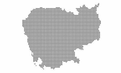 Fototapeta na wymiar Cambodia dotted map with grunge texture in dot style. Abstract vector illustration of a country map with halftone effect for infographic. 