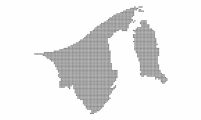 Brunei dotted map with grunge texture in dot style. Abstract vector illustration of a country map with halftone effect for infographic. 