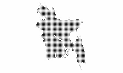 Bangladesh dotted map with grunge texture in dot style. Abstract vector illustration of a country map with halftone effect for infographic. 