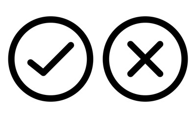 Obraz premium Right or Wrong checkmark and x or confirm and deny line art color icon for apps and websites. correct, incorrect, positive, negative, yes or no icon.