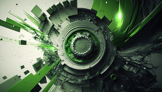 Clean green technology machine engine or motor of the future abstract
