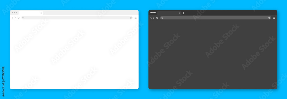 Wall mural blank web browser window with tab, toolbar and search field. modern website, internet page in flat s