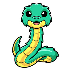 Cute green spiny bush viper cartoon