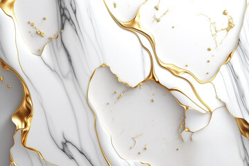 Ai generated white-gold marble background