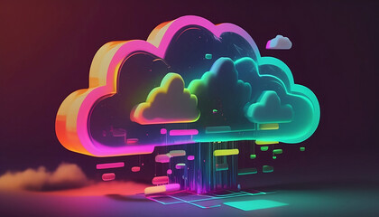 Cloud Computing Creative Icon. 2D Rendering Icom, simple, High Quality. - obrazy, fototapety, plakaty