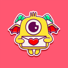 cute monster cartoon doodle design for coloring, backgrounds, stickers, logos, symbol, icons and more