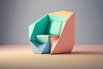 Futuristic Interior Chair Design with 3D Rendering and Minimal Color Palette, Generative AI