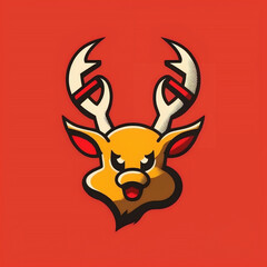 avatar emblem symbol deer with antlers on red background