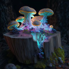 Psychedelic Trippy Neon Mushrooms 008