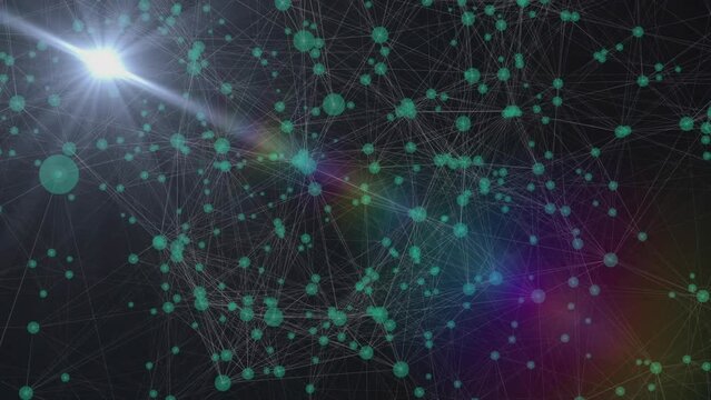 Animation of network of connections and data processing
