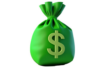 bag with dollar, transparent background