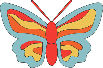 Retro hippie butterfly illustration