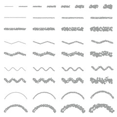 クレヨン素材 手描きの線幅いろいろなストローク装飾セット