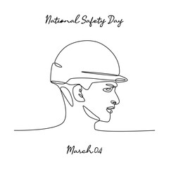single line art of national safety day good for national safety day celebrate. line art. illustration.