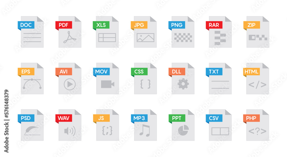 Poster Web file labels icon set vector 10 eps.