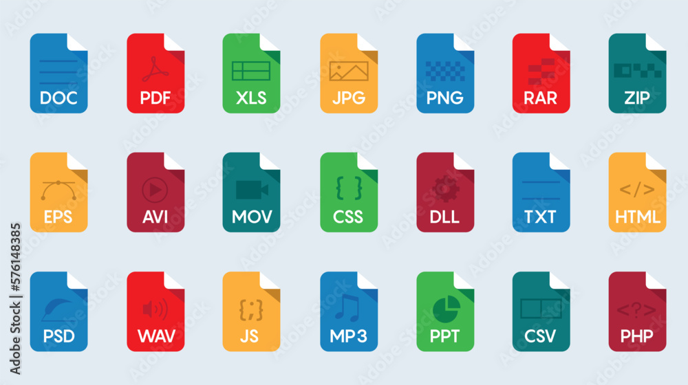 Leinwandbilder set of document file formats and labels icons. vector illustration 10 eps.