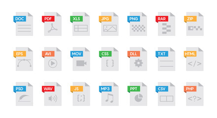 Web file labels icon set vector 10 eps.