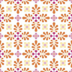 Fototapeta na wymiar Vector illustration of a funky floral pattern background. Gradients with global colors used, so it is very easy to change the colors.