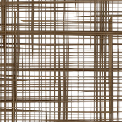 A 3d digital rendering of a hatch cross pattern of pipes and metal on transparent background.