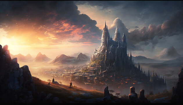 Asgard world of the gods - home of the Aesir - cloud landscape - German Mythologies - Generative AI