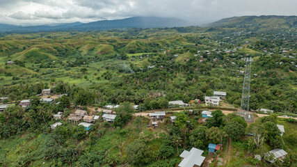 Aerial view from Honiara looking towards the stormy and mountainous central region of Guadalcanal.