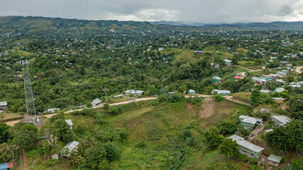 Fototapeta na wymiar Looking out west from the hilly suburbs of Honiara.