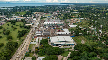 Fototapeta premium Sports facilities are being built along the main highway in Honiara.