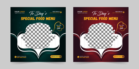 Editable food menu restaurant business marketing social media post and Digital marketing promotion ads sales and discount web banner vector template design