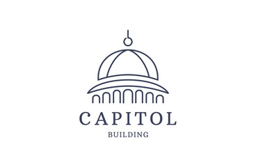 Building Capitol logo design inspiration , Capital logo design line art icon .