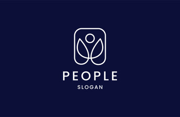 Simple People Logo. white logo Shape with Human Icon inside isolated .
