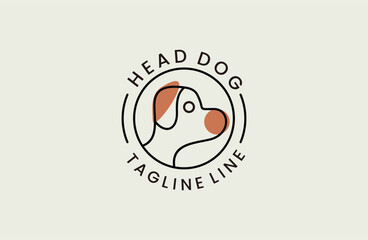 Head Dog vintage icon. Vector isolated cute funny puppy head pictogram on a white background .